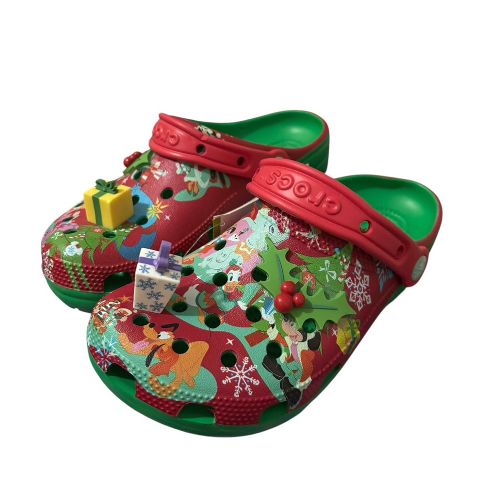 Disney Christmas CROCS NEW w/ tags red green Mickey Mouse Alice Wonderland w7 m5